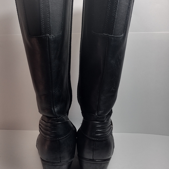 Clarks Wish Excite Leather Knee High Riding Boots l Black Heel Boots l Size 8 M - Picture 4 of 11